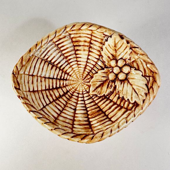 Norleans Ceramic Woven Miniature Bird Bath Basket with Blue Bird Made in Japan - Picture 3 of 10